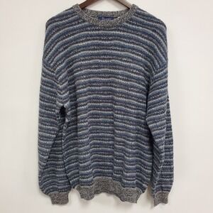 Barry Bricken Mens Alpaca Wool Eclectic Grandpa Sweater Size L  Blue Retro‎ Euc